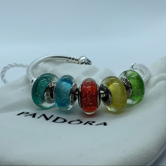 PANDORA Disney Princess Murano Glow Charms- Set! - Picture 3 of 6